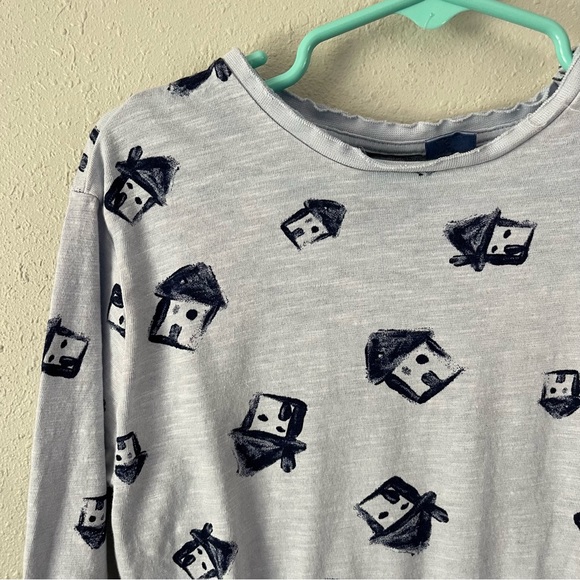 Zara Baby Boy Watercolor House Long Sleeve Blue Shirt Size 3/4 Years - Picture 5 of 8